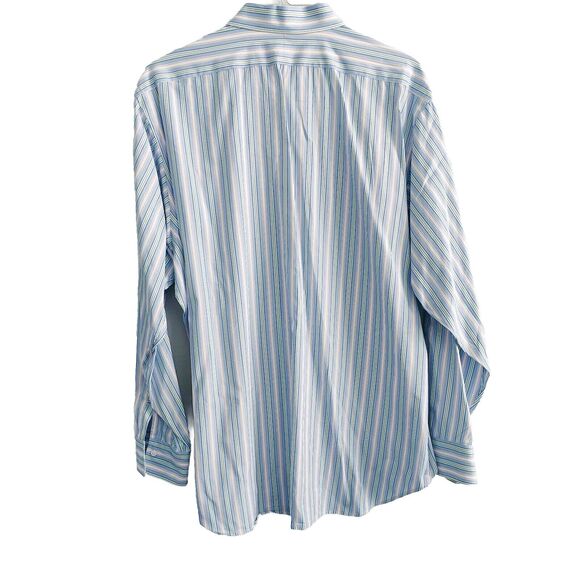 POLO RALPH LAUREN Mens Large Button Down WorkPink Green Blue Stripe 100% Cotton - Picture 2 of 7